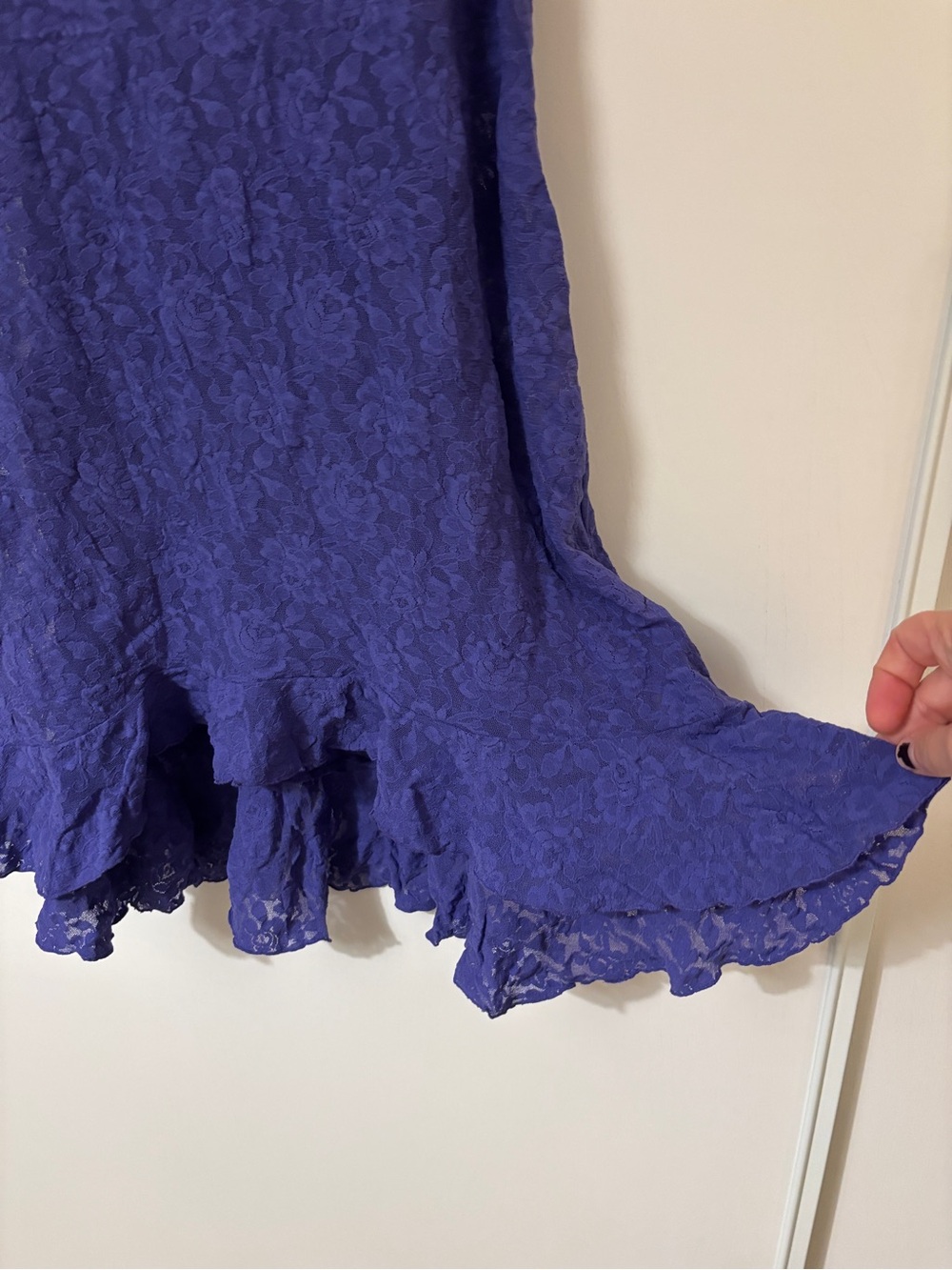 Hanky Panky Floral Purple Mini Slip Dress Size Large Lace Fairy Y2K Ruffle - Picture 6 of 11